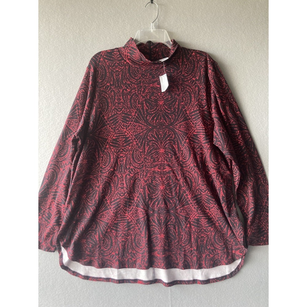 Chico's‎ Women's Shirt XL (3 ) Black Mick Neck TunicChristmas Blouse Long Sleeve